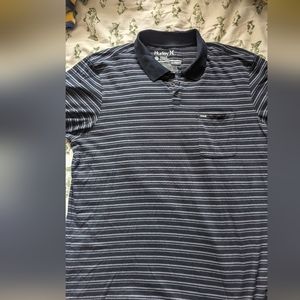 Hurley black and gray striped polo